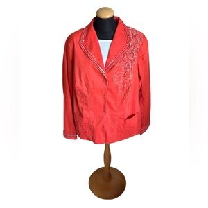 Coldwater Creek Boho Jacket Women’s size 18 Linen Blazer Embroidered Pockets